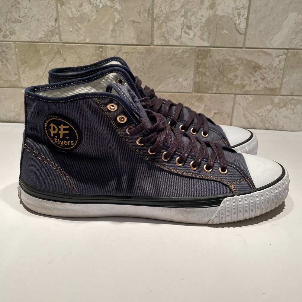 PF Flyers Center Hi Navy Blue Twill High Top Sneakers Mens 12 C24HW1DB - Picture 2 of 9